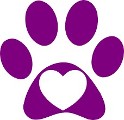 Purple paw with heart